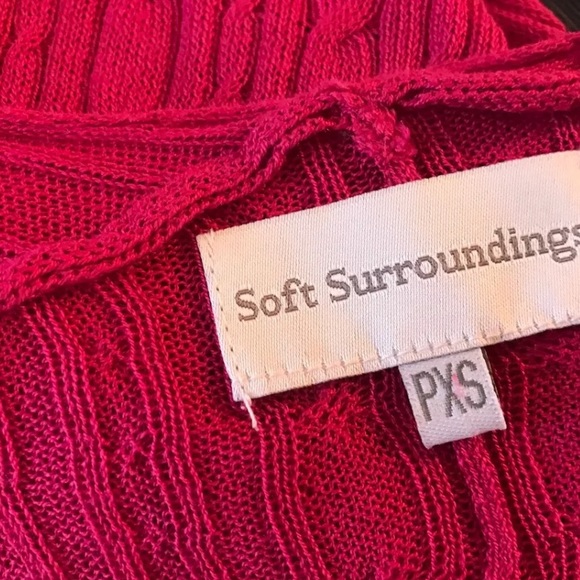 SOFT SURROUNDINGS Dolman Sweater Magenta Pink Silk Cotton Blends Cable Knit - Picture 6 of 8